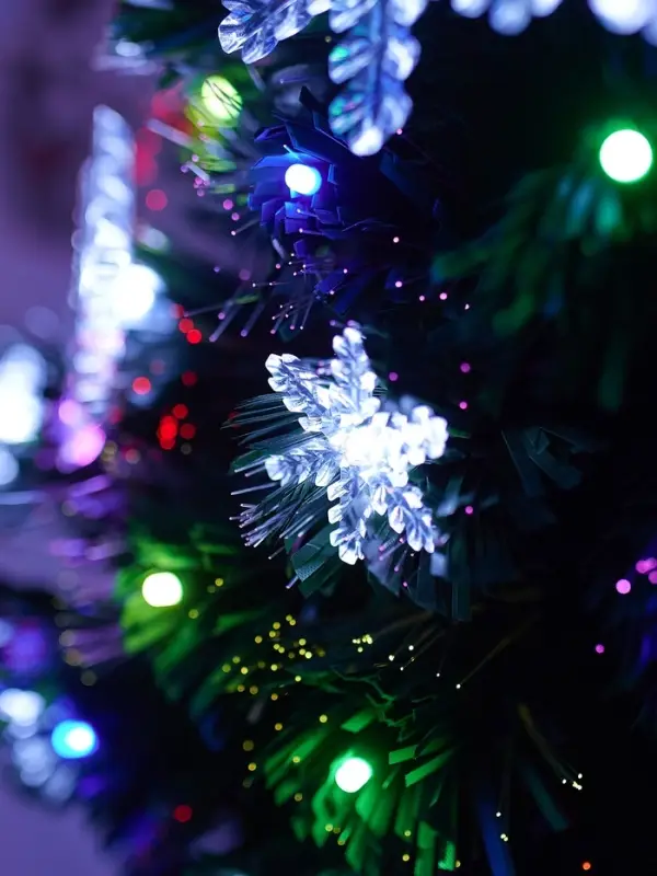 Ёлка фиброоптическая «Снежинки» 60 см, d нижнего яруса 35 см, 55 веток, мигание Ёлка фиброоптическая «Снежинки» 60 см, d нижнего яруса 35 см, 55 веток, мигание