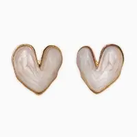 Серьги "Сердечки перламутровые", цвет белый в золоте