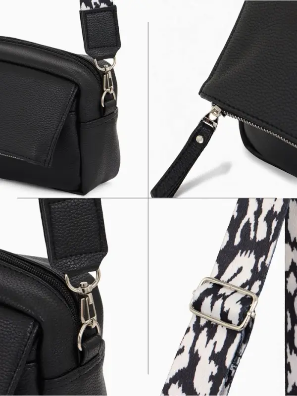 Сумка женская кросс-боди TEXTURA на молнии, 21&times;7&times;13 см, чёрная