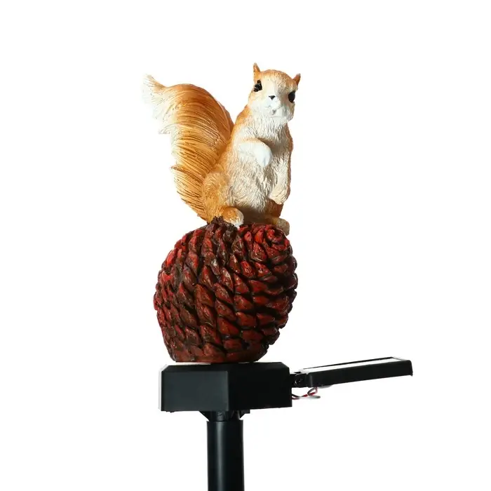 Садовый светильник &laquo;Бельчонок&raquo;, уличный, на солнечной батарее, 41 см, 1 LED, свечение тёплое белое