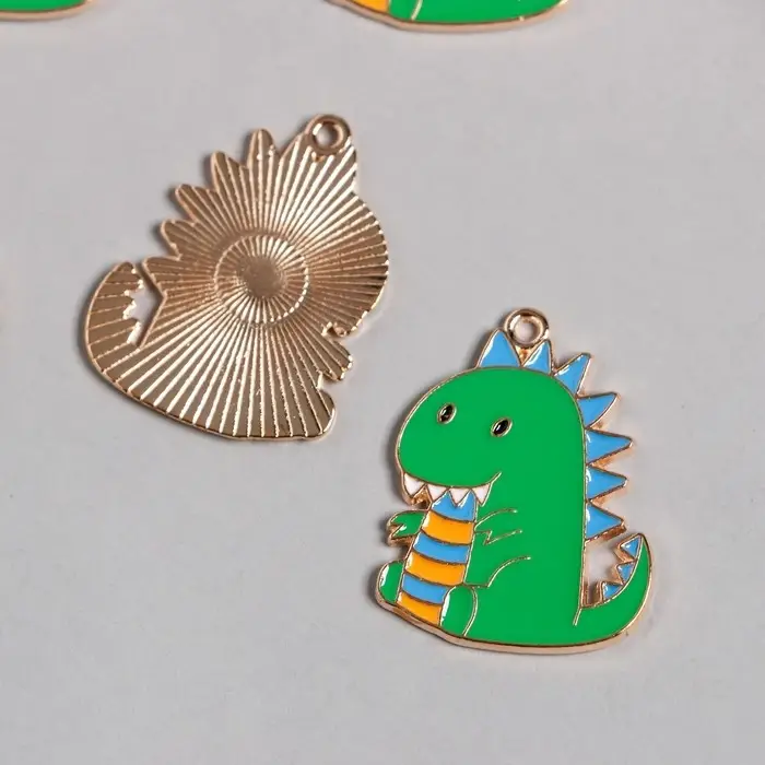 Декор для творчества металл, эмаль "Зелёный дракоша" золото 2,3х2,8 см