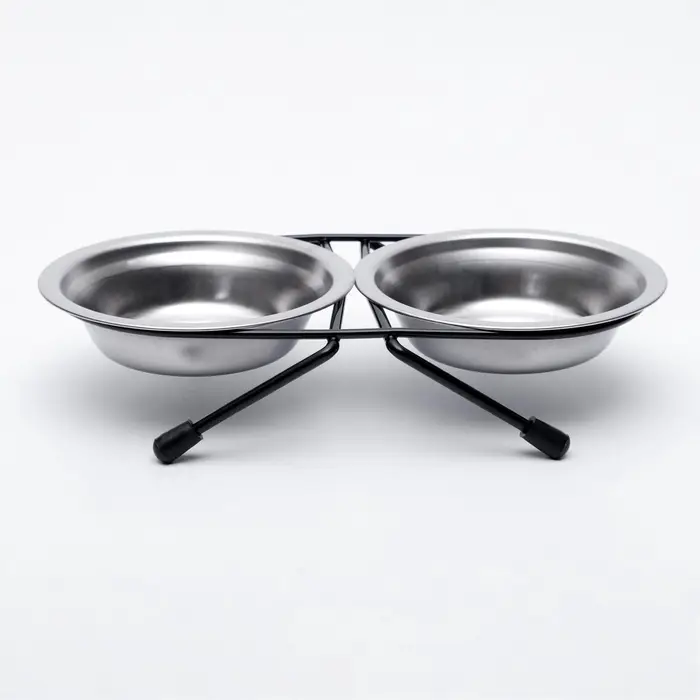 Набор из 2 мисок, 2&times;100 мл, на чёрной подставке, нержавеющая сталь
