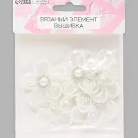 Аппликация для одежды, с декором, 5&times;4 см, 10 шт., белая