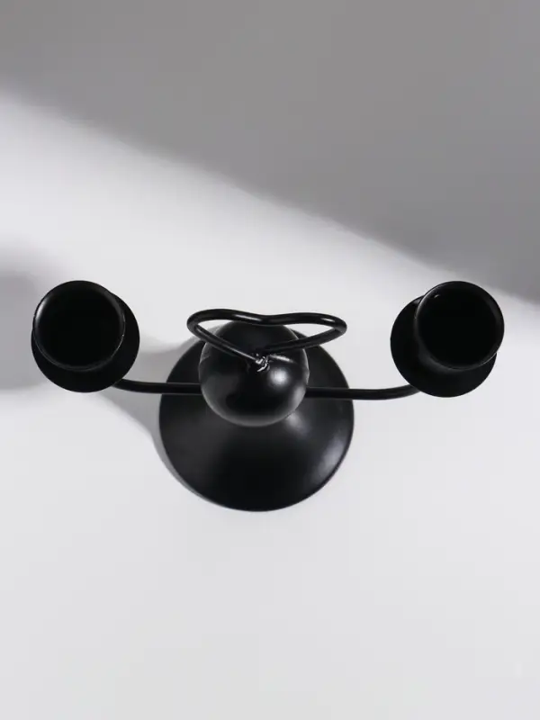 Подсвечник металл, дерево на 2 свечи  Подсвечник металл, дерево на 2 свечи "Сердечко" d=2,5 см чёрный 14х7х12 см