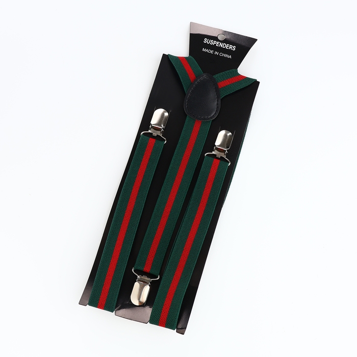 Подтяжки взрослые, ширина 2,5 см, цвет зелёный/красный Подтяжки взрослые, ширина 2,5 см, цвет зелёный/красный