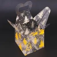 Коробка подарочная новогодняя складная ПВХ &laquo;Ёлочки&raquo; 11&times;11&times;11 см