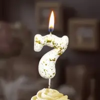Свеча в торт "Белые брызги", цифра "7"