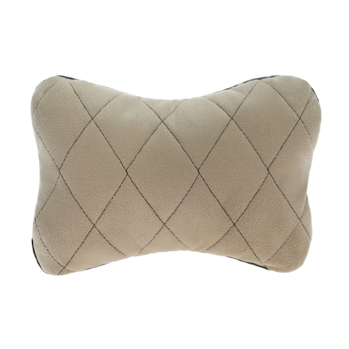 Подушка автомобильная косточка, на подголовник, велюр, бежевый, ромб, 16 х 24 см Подушка автомобильная косточка, на подголовник, велюр, бежевый, ромб, 16 х 24 см