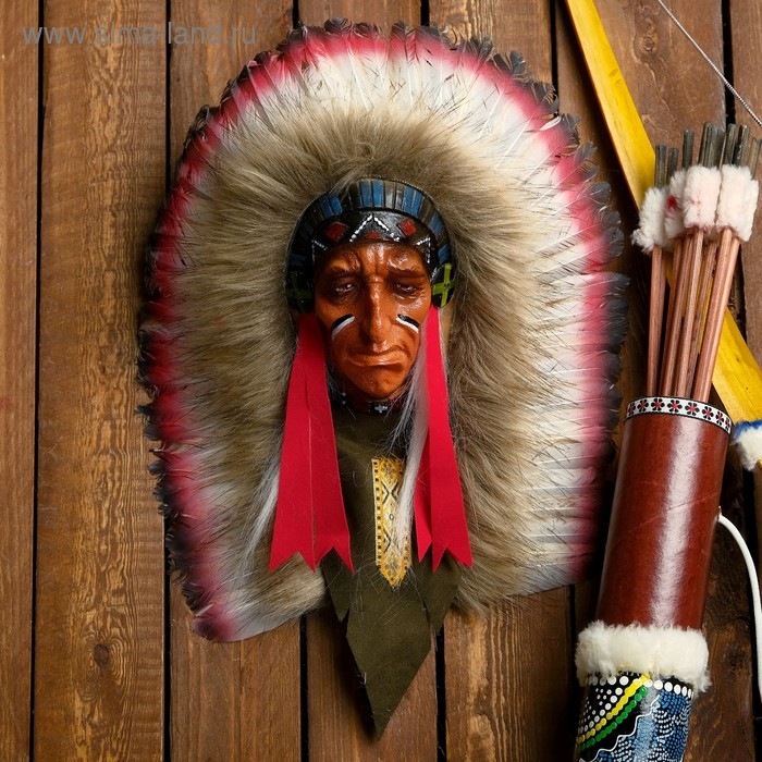 Панно "Индеец Каканниви" 25х15х40 см, МИКС