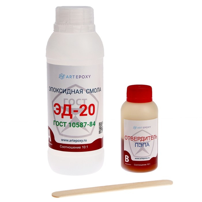 Эпоксидная смола ЭД-20 с отвердителем, ПЭПА, 550 г, ГОСТ Эпоксидная смола ЭД-20 с отвердителем, ПЭПА, 550 г, ГОСТ