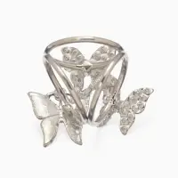 Кольцо для платка &laquo;Бабочки&raquo;, цветное в серебре