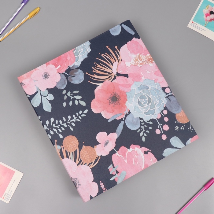 Фотоальбом на 1000 фото 10х15 см Фотоальбом на 1000 фото 10х15 см "Акварельные цветы" чёрный МИКС 4,6х33,4х36 см