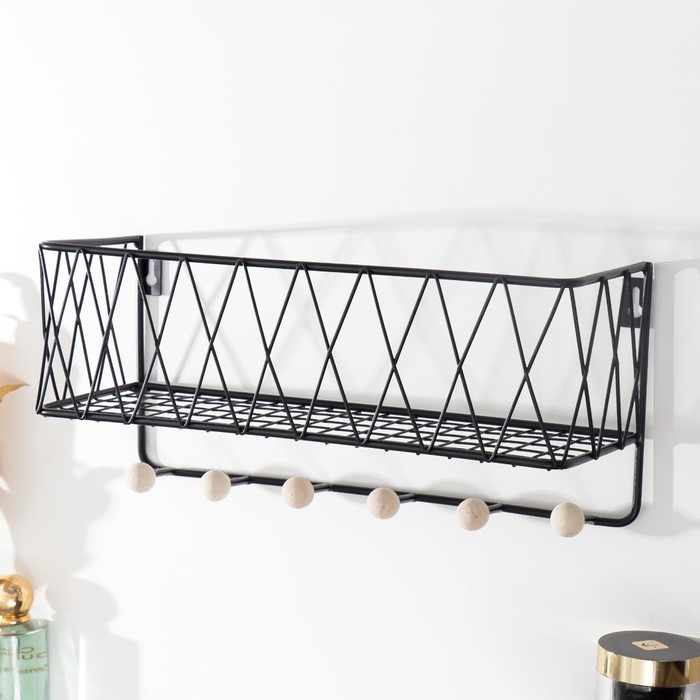 Крючки декоративные металл Крючки декоративные металл "Сеть" чёрный 15,5х12х35 см