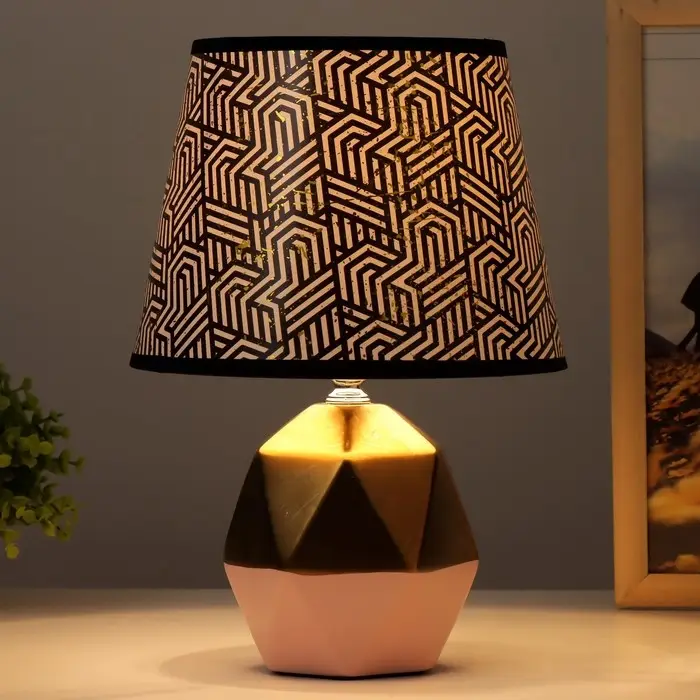 Лампа настольная RISALUX &laquo;Румби&raquo;, E14, 40 Вт, золотистая, 20&times;20&times;29 см