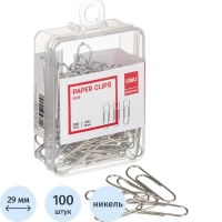 Скрепки Deli E0025 никелированные 28-29 мм (100 штук в упаковке)