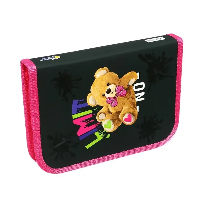 Пенал 1 секция 130 х 190 х 30 мм, с откидной планкой, ПКК 07-19 "Плюшевый мишка" ламинированный картон, с эффектом 3D