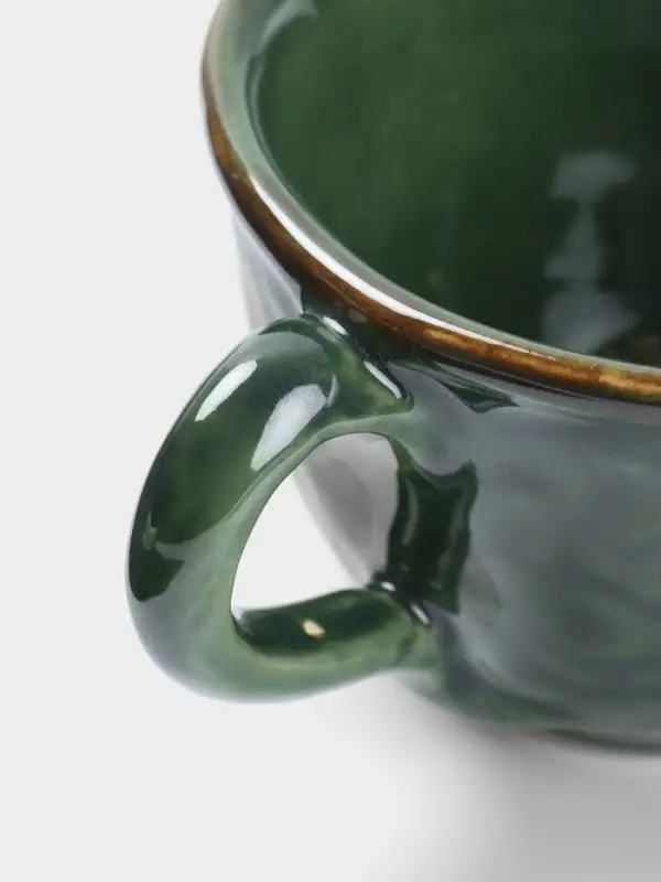 Чашка с блюдцем &laquo;Флора 1&raquo;, 13&times;13&times;8 см, керамика, зелёная