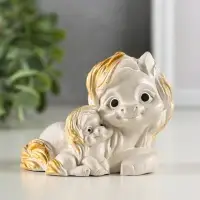 Фигура гипс "Пони мама" 9х7х6 см, перламутр