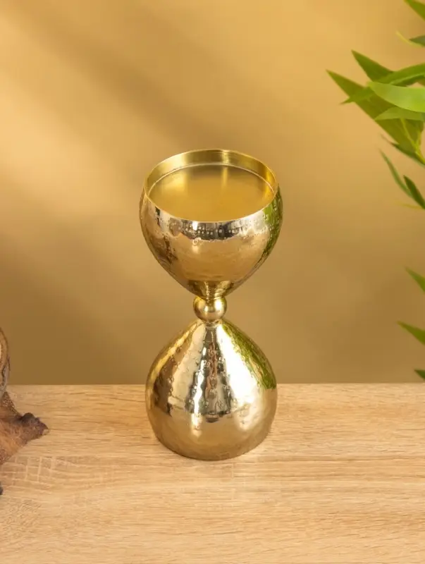 Подсвечник "Песочные часы" алюминий 8,5х19 см, цв. золото