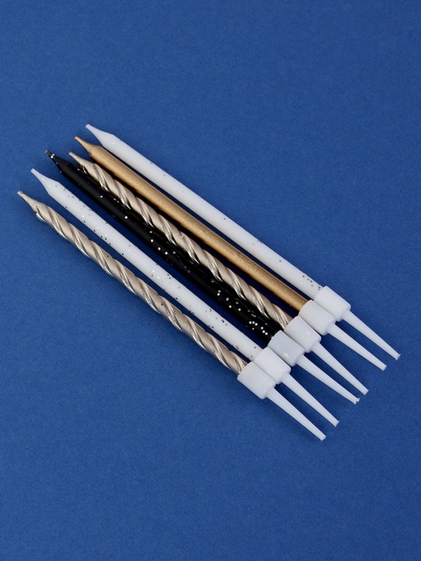 Свечи в торт Свечи в торт "Праздничное волшебство", 6 шт, белый, черный, розовое золото