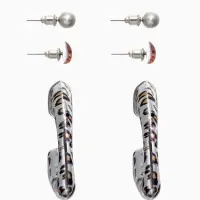 Серьги QF &laquo;Леопард&raquo;, набор 3 пары, цветной в серебре