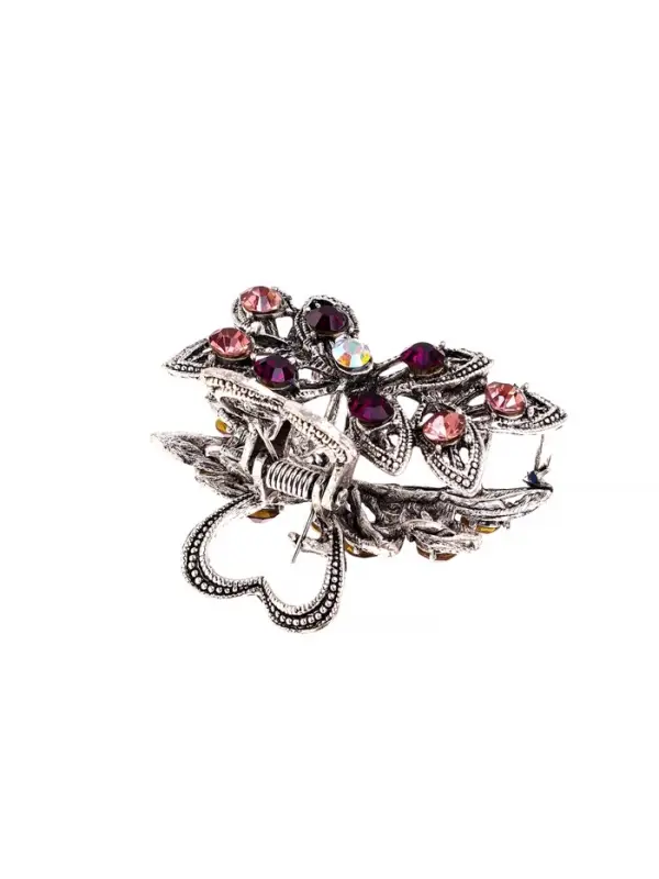 Крабик для волос &laquo;Чернёный&raquo;, цветок, 4.8 см, серебристый