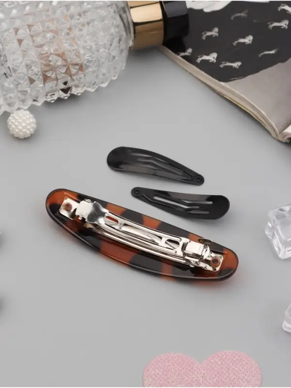 Набор для волос QF &laquo;Авиталь&raquo;, 4 резинки 6.5 см, заколка - автомат 8 см, 2 заколки 4.5 см, чёрный, коричневый