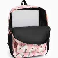 Рюкзак школьный на молнии, с карманами, с рисунками, размер 30&times;13&times;42 см, серый/розовый