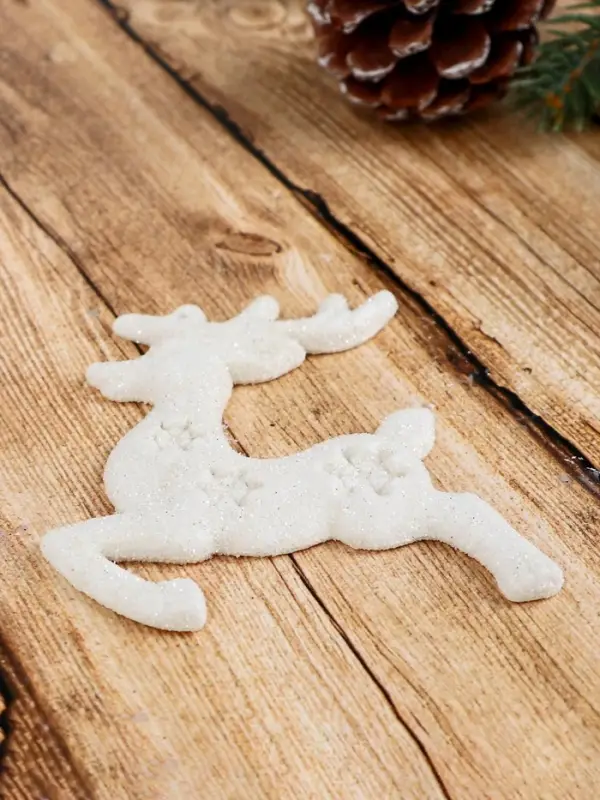 Ёлочные игрушки 4 шт. &laquo;Зимнее волшебство. Олени снежинки&raquo; пластик, 5&times;7 см, белый