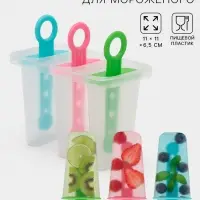 Форма для мороженого Доляна &laquo;Симпл&raquo;, 11&times;11&times;6.5 см, 3 ячейки, прозрачная