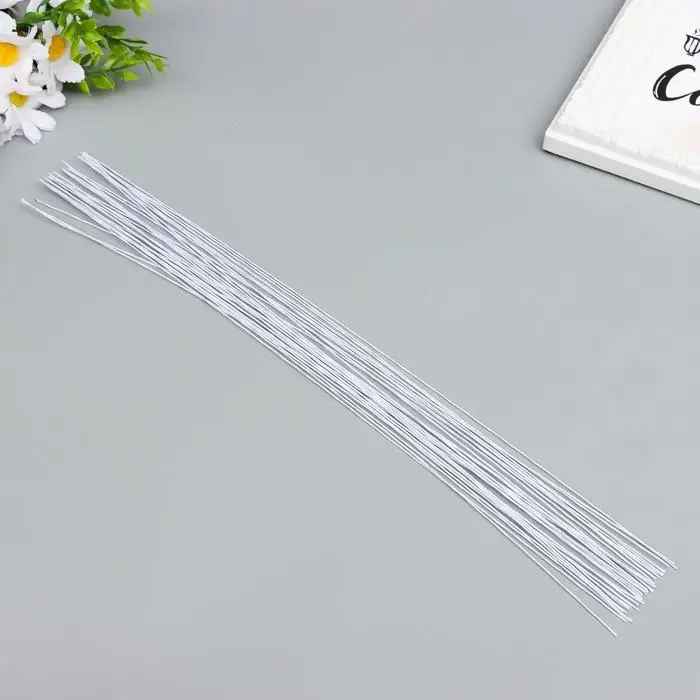 Проволока для творчества Florico 0.7 мм, 30 шт., 40 см, в бумажной оплётке, белый