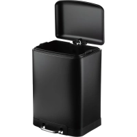 Ведро мусорное с педалью и доводчиком Luscan 12л,черное,прямоуг,металл