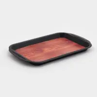 Поднос для подачи с ручками Magistro &laquo;Фьюжен Вуд&raquo;, прямоугольный, 37.5&times;24&times;2.5 см, пластик, чёрный
