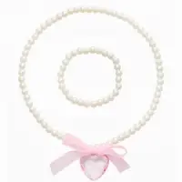 Набор детских украшений &laquo;Выбражулька. Сердце, бант&raquo;, 2 предмета: бусы 35 см, браслет, d=5.5 см, белый, розовый