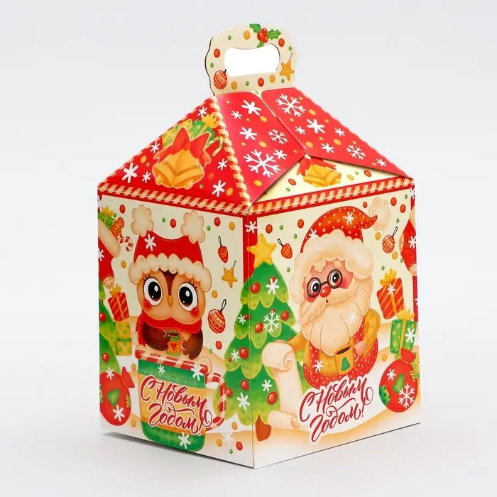 Коробка новогодняя подарочная складная «Ромбики» 12×12×17 см