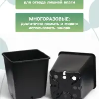 Горшок для рассады, 11 л, 25&times;25&times;26 см, чёрный