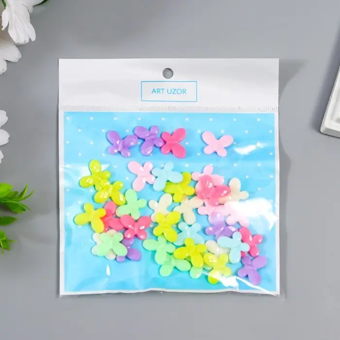 Бусины для творчества пластик Бусины для творчества пластик "Плоская бабочка. Пастельные тона" набор 15 гр 1,3 см