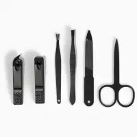 Набор маникюрный, 6 предметов, в футляре на молнии, чёрный