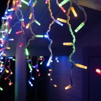 Гирлянда &laquo;Бахрома&raquo; 3&times;0.6 м, IP65, УМС, белая нить каучук, 108 LED, свечение мульти, 220 В