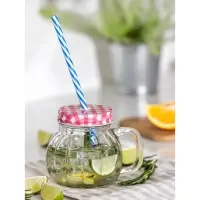 Кружка Доляна &laquo;Тыковка&raquo;, 400 мл, 12.5&times;10 см, стекло, с крышкой и трубочкой, МИКС