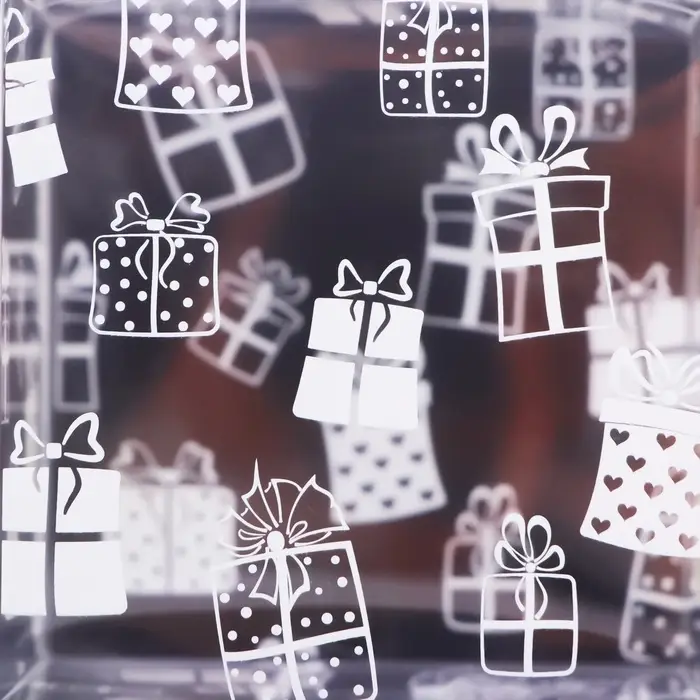 Коробка подарочная новогодняя складная ПВХ «Подарки» 8×8×8 см