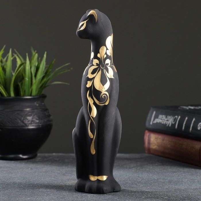 Фигура Фигура "Кошка Багира" черная, вправо, роспись 5х4х20см