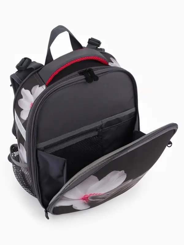 Рюкзак школьный для девочки &laquo;Котёнок с цветочком&raquo;, Stavia, эргономичная спинка, 30&times;16&times;38 см, серый