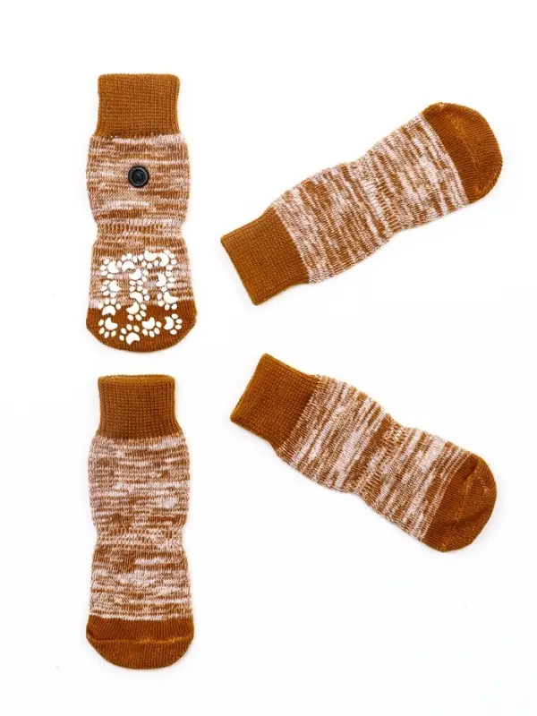 Носки нескользящие Носки нескользящие "Лапки" , M (6,5* 15 см), набор 4 шт, бежевые