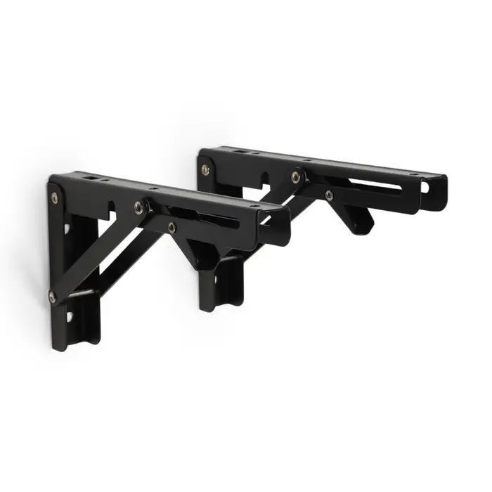 Кронштейн складной для столов и полок ТУНДРА, 2 шт., длина 200 мм, сталь черный