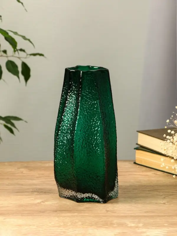 Ваза стекло настольная  Ваза стекло настольная "Дженис" 25х12х8 см, зелёный