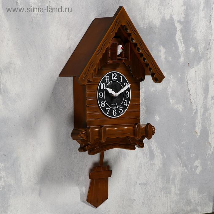 Часы настенные интерьерные большие с кукушкой  Часы настенные интерьерные большие с кукушкой "Избушка", бесшумные, 52 х 31 см