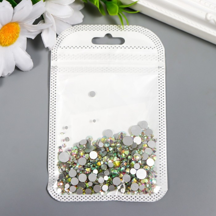 Декор для творчества стекло Декор для творчества стекло "Стразы усечённый конус. Белый хамелеон" d=1,5-6,5мм н-р 1000 шт 74595