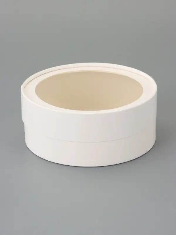 Коробка подарочная круглая с окном, завальцованная, белая, 15×6 см Коробка подарочная круглая с окном, завальцованная, белая, 15×6 см