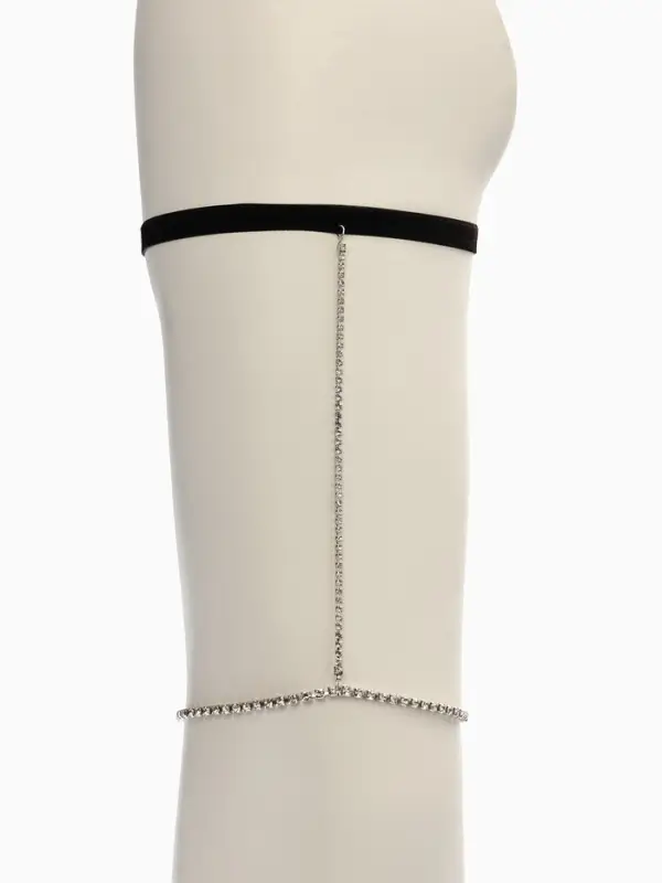 Бодичейн на бедро со стразами, белая в серебре